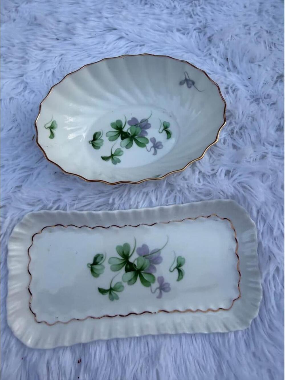 Adderley Fine Bone China Shamrock Bowl & Tray Set